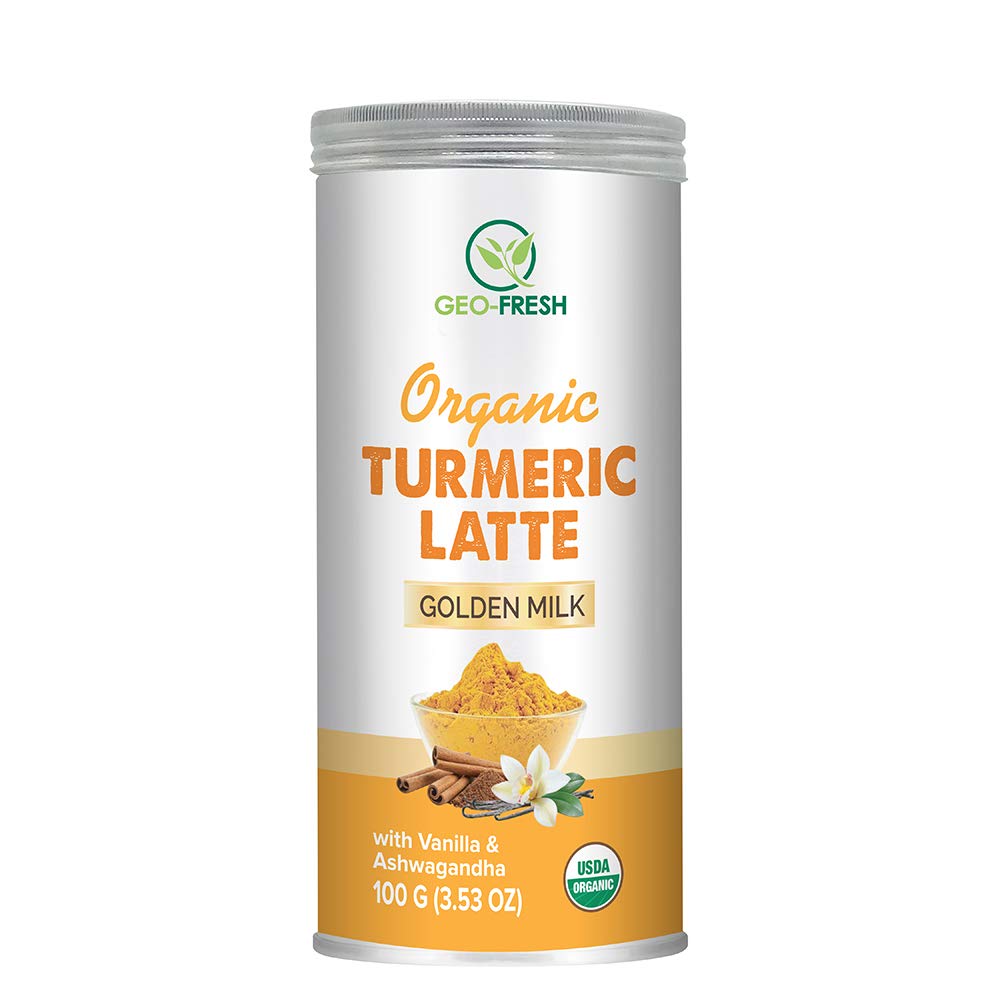 Geo-Fresh Organic Turmeric Latte Mix - 100G (with Vanilla & Ashwagandha) | Curcumin & Piperine Content| Golden Milk, Haldi Doodh, Brew Iced or Serve Hot| No Artifical Colour & Preservatives| 100% Organic, Non-GMO, USDA Certified, Jaivik Bharat Certif (B08YNFV9DY) Amazon Price History, Amazon Price Tracker