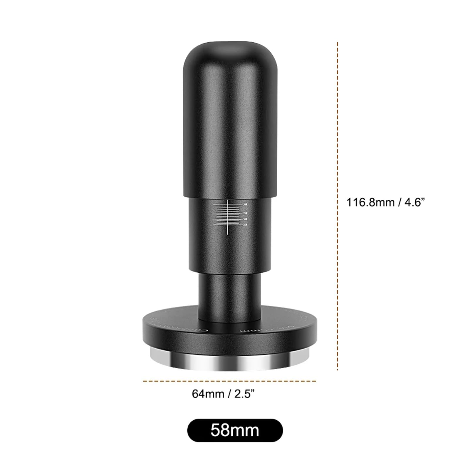 Accesorio De Presión Ajustable Universal De 51mm/53,3mm/58mm Calibrado Espresso Tamper 20-35lbs(58.35mm)