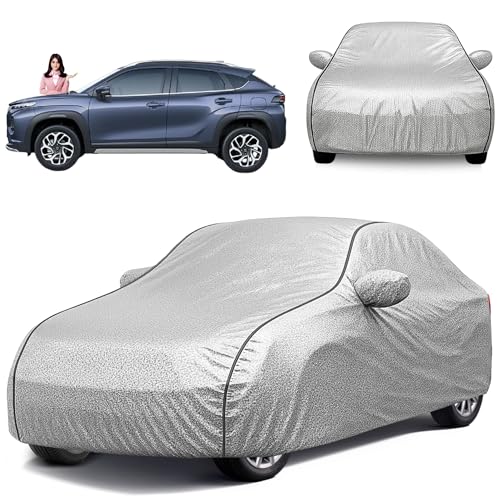 Image of Waterproof Car Cover Compatible with Maruti Fronx with Mirror Pocket, Soft Cotton Lining, Waterproof Fronx Car Cover- Metallic Silver
