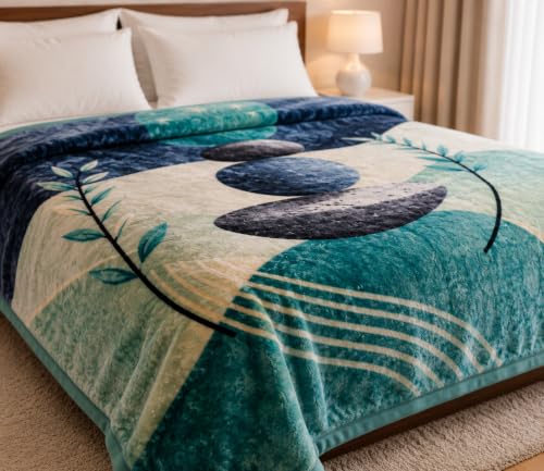 Image of Signature Exclusive Chanakya Supersoft Luxury Heavy Winter Double Ply Double Bed Mink Blanket - 4.5 kg | 100% Polyester | 2.10 m x 2.40 m | Royal Luxe Comfort for Extreme Cold (Rainbow Bloom)