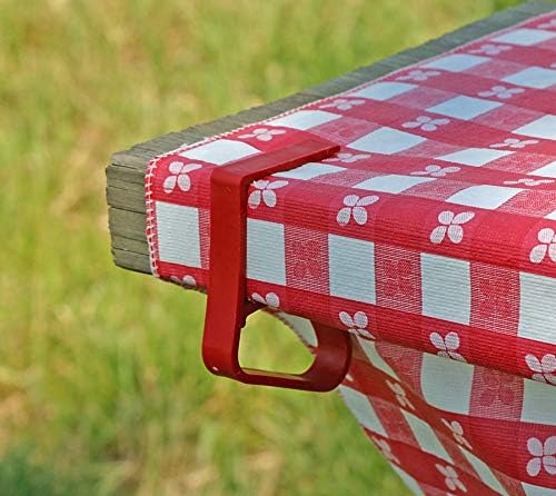 Camco Tablecloth Clamps - Secures Tablecloth onto Table in Windy Conditions, Great for Patio and Park Bench Tables - 4 Pack Red (44003)