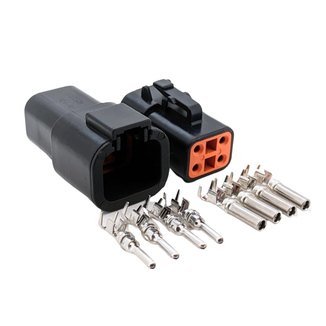 Black Male & Female Connector Set for Deutsch DTP Series DTP04-2P DTP06-2S DTP04-4P DTP06-4S (4 Pin Set)