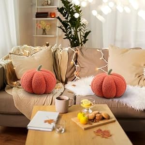 Halloween pumpkin pillows decorative pumpkin throw pillows with 2 glow in the dark stickerscute 3d fluffy pumpkin plush pillowpumpkin decor stuffed throw for bed sofa couch home decororange8inch  urban country home decor