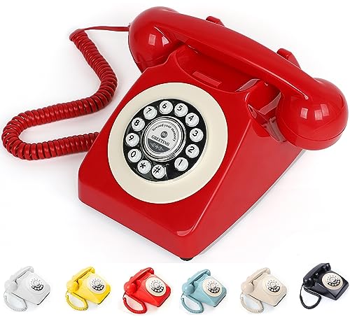 Image of Audio Guest Book Wedding Phone, Record Customized Audio Message with Guest Book Retro Phone Audio GuestBook for Wedding Birthday Party Confession Audio Message Voicemail (Red)