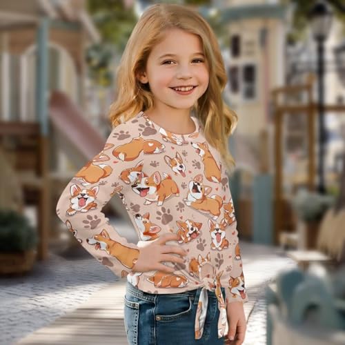 JEOCODY Girls Long Sleeve Shirts Cute Clothes Size 5-12 Casual Crewneck Tees Blouses Soft Pullover Shirts3