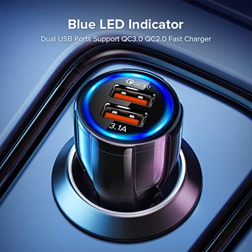 Car Charger Adaptor, GVTECH 34W/6A QC 3.0 Dual Port USB Car Charger, Mini Flush Cigarette Lighter USB Adapter 12V in Car Phone Charging Compatible with iPhone 14/13/12/11/Pro/Max, Galaxy S22/S21/20/10