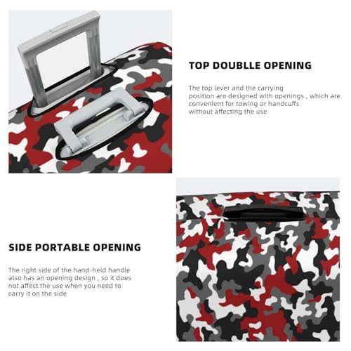VOSERY Travel Luggage Cover - Red Grey White Camouflage Washable Suitcase Covers Protector Fits 18-32 Inches Luggage3