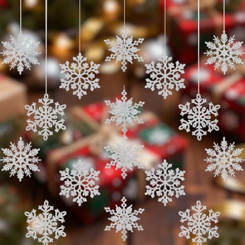 28 Stück Schneeflocken Weihnachten Deko, Weihnachtsdeko Weiß,...
