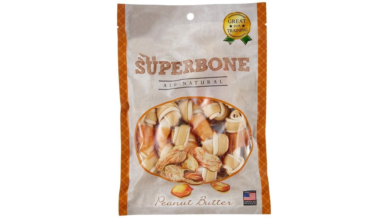 SuperBone All Natural Flavour Knotted Sticks | Anti-Oxidant | Vitamin E | Healthy & Training Treats for Dogs - Pack of 4 (Superbone Chicken in Peanut Butter Knotted Sticks) (B0CXMY125L) Amazon Price History, Amazon Price Tracker