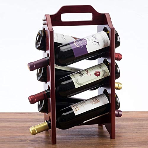 Soporte para 6 botellas de vino de madera maciza miniatura 6