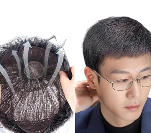 IXYPHALM 中高年 人毛 メンズ ウィッグ ショート 男性用 かつら 手植え 中高年 お年寄り用 フルウィッグ 脱毛隠し 白髪隠れ 軽量 通気性 自然 医療用 (M)