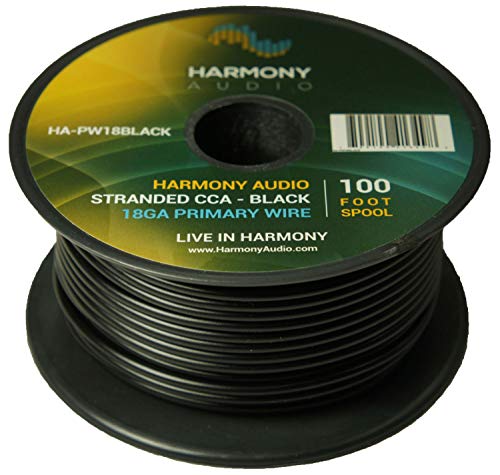 Harmony Audio HA PW18BLACK   Cable de cable de alimentación o tierra de calibre 18 para audio de coche, remolque, tren, control remoto
