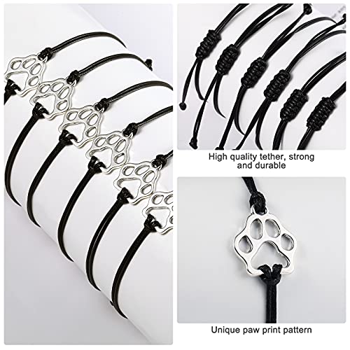 10 Pcs Paw Print Bracelet Bulk Vet Tech Gift for Women Men Handmade Adjustable String Stainless Steel Dog Cat Party Favor3