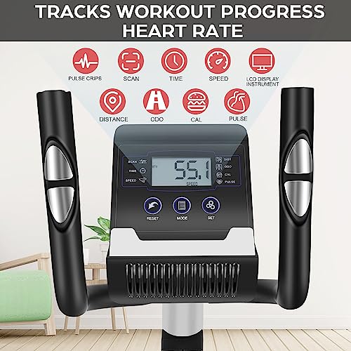Elliptical Machine Magnetic Elliptical Training Machine For Home Use 350Lb Weight Limit Elliptical Training Machines With Lcd Monitor And Smooth Quiet Driven Pulse Rate Grips (Silvery) #TOP5