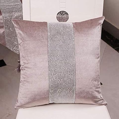 San Tungus Pack of 2, Champagne Elegant Sequined Pillow Cases Rhinestone Classic Elegant Thanksgiving Pillowcase Cushion Covers for Wedding Party Sofa Decor, 18x18 Inches Cover