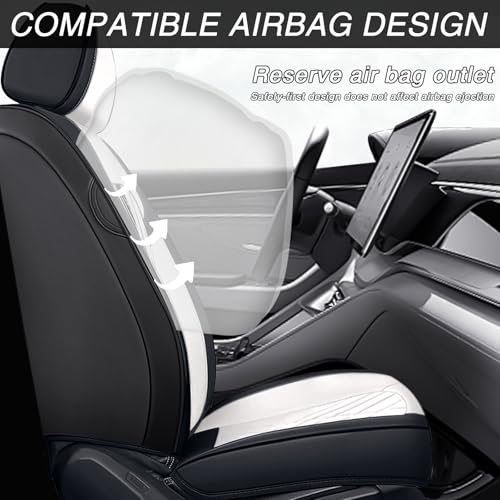 Image of Car Seat Covers for Chevrolet Equinox 2005-2026, Premium Nappa Leather Waterproof & Anti-Slip, Full Coverage Customized fit Chevrolet Equinox Seat Covers Front Set (2 Seats Luxury,Black-White)