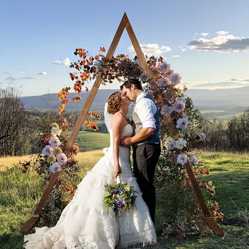 Dreieckiger Hochzeitsbogen aus Holz für Zeremonie, Hochzeitslaube, Hintergrundständer für Garten, Hochzeit, Partys, Dekorationen, rustikale Hochzeitsbögen