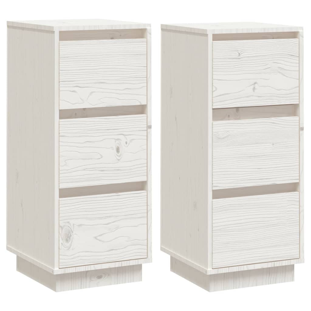 vidaXL 2X Buffets Armoires de Rangement Organisateurs de Maison Meubles de Rangement Armoires de Salon Blanc 32x34x75 cm Bois Massif de Pin