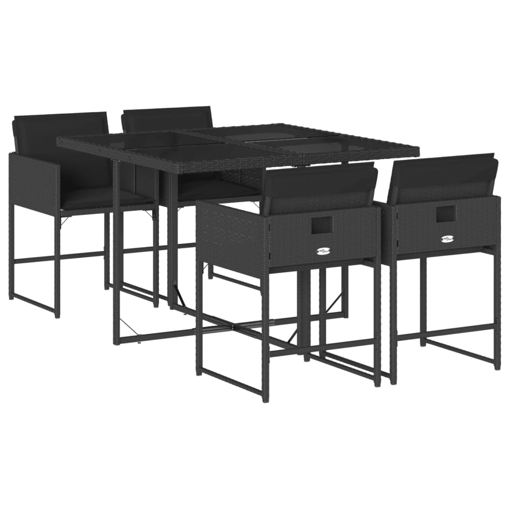 vidaXL Ensemble à Manger de Jardin Coussins 5pcs Noir Résine tressée