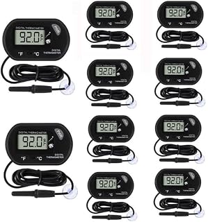10Pcs Aquarium Fish Tank Reptile Terrarium Water Temperature Test Digital Thermometer with LCD Display Fahrenheit/Celsius (/)