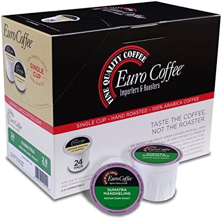 Euro Coffee Sumatra Mandehling, 24 Count Single-Serve K-Cup Keurig Compatible. Award Winning Artisan Coffee Roaster