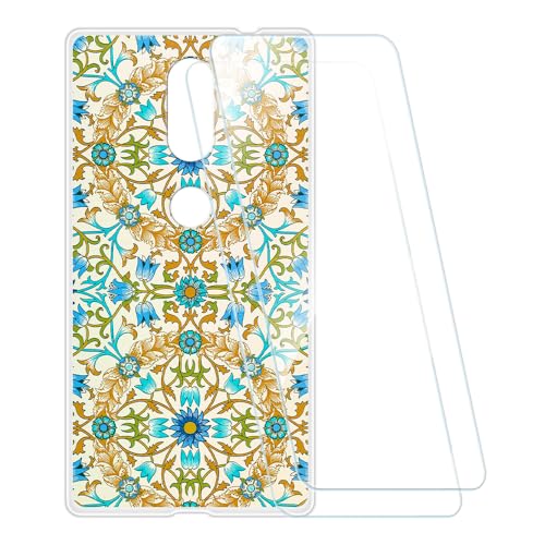 ESCAMOT Bedruckte Hülle + 2 Glas Schutzfolie Kompatibel mit Lenovo Phab 2 Plus, Stoßfeste Weiche Cover & HD Klare Tempered Glass Folie (Kaleidoskop)