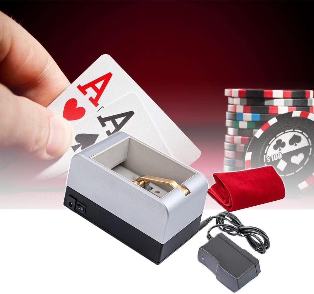 Automatic Card Dealer Machine, Electric 360° Rotating Card Splitting Machine with Poker Tablecloth, Mini Playing Card Shuffler, Suitable for 2-8 People Game, Not Shuffle Function (Gold)