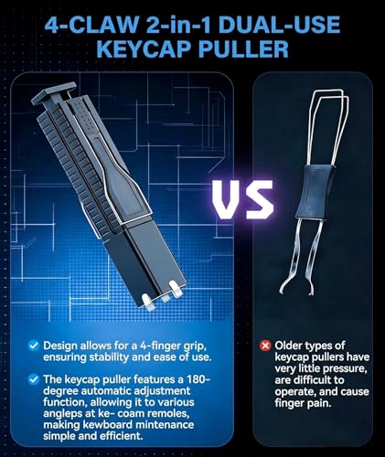 Image of 3 Pcs Figurine Keycap Puller, Switch Puller Tool, 2-in-1 Keyboard Key Remover and Cleaner Kit with 1 Black Puller and 2 Black Brush, Essential Tool for Mechanical Keyboard Maintenance
