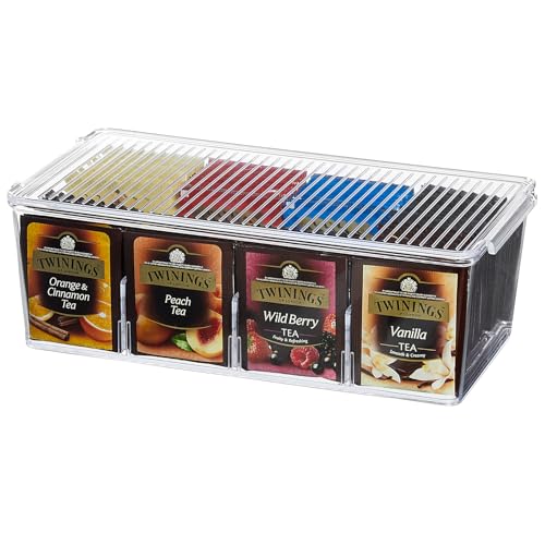 Lifewit Teebox, 8 Fächer Teebeutel Aufbewahrung mit Deckel, Tee Organizer für Teebag, Kaffeebeutel Aufbewahrungsbox,Zur Verwendung in Küchen,Speisekammern,...