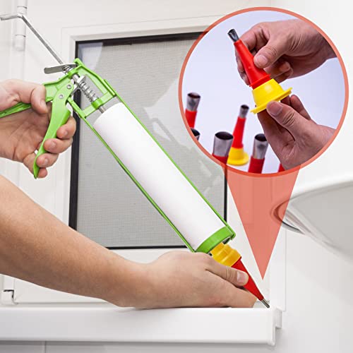FUYGRCJ- 24pcs Caulking Nozzle Set Stainless Steel 6-30mm Caulking Tips Set Reusable Caulking Finisher Kit Sealant Finishing Tool with 8 Base for Kitchen Bathroom Window Door Sink(gules)