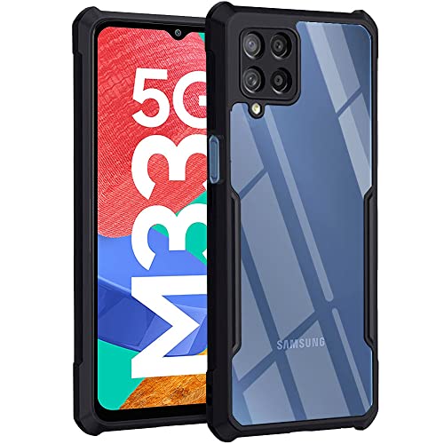 Image of TheGiftKart Shockproof Clear Back Cover Case for Samsung Galaxy M33 5G | 360 Degree Protection | Transparent Back Cover Case for Samsung Galaxy M33 5G (PC & TPU, Black Bumper)