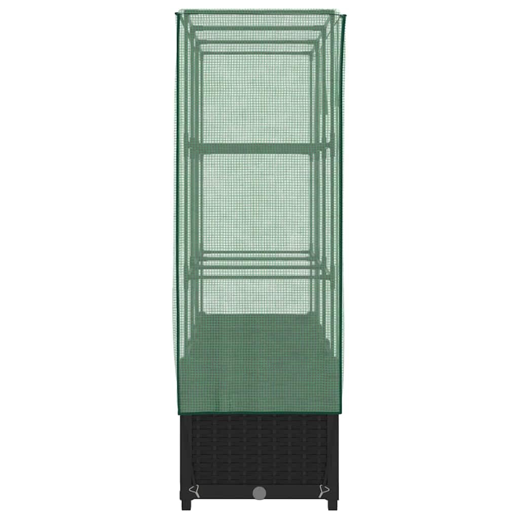 Jardinière Surélevée avec Serre Aspect Rotin 120x40x138 cm