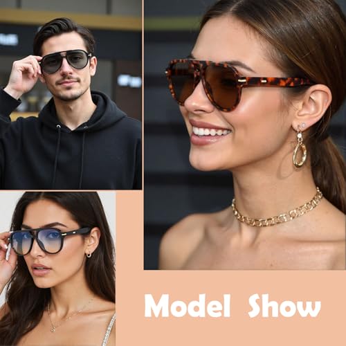 Retro Aviator Sunglasses for Women Men Classic 70s Vintage Shades Trendy Big Frame Design2