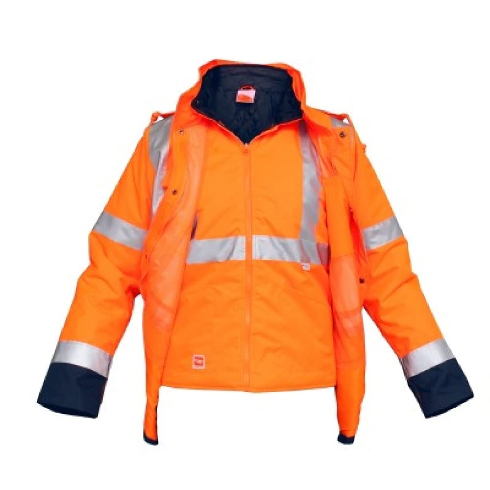 Technosafe Parka de alta visibilidad – bicolor 3 en 1: chaqueta exterior, chaqueta interior, chaleco (mediante las mangas extraíbles).