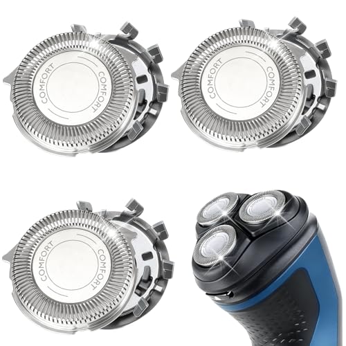 3Pcs Replacement Shaver Heads for Philips Series SH30/SH50 Series 1000 2000 3000 5000 Electric Shaving Blades Stainless Steel Cutting Blade Rotation System for Phillips Series AT8xx/AT7xx/PT7xx