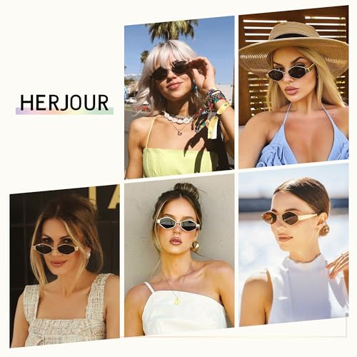 Trendy Retro Hexagon Sunglasses for Women Vintage 90s Classic Designer Sun Glasses Metal Frame Narrow Sunnies AR810463