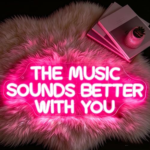 Image of Music Sounds With You Neon Sign for Wall Decor Light Up Sign Led Signs for Room Party Home Wall Decor USB Powered