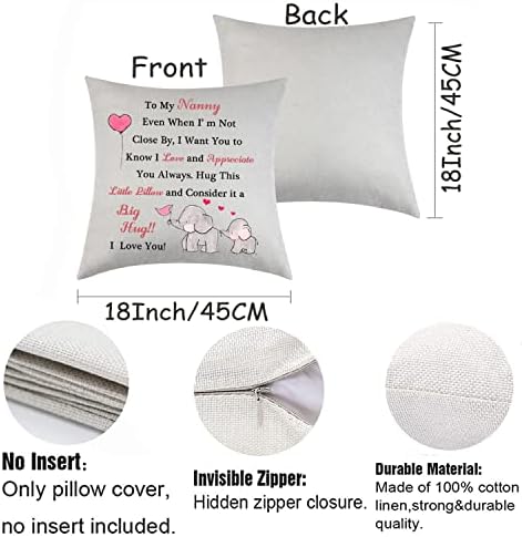 Jerefbns Nanny Gifts from Granddaughter Grandson Nanny Cushion Cover Pillowcases Nanny Throw Pillow Cover Cushion Case Pillow Case Grandma Birthday