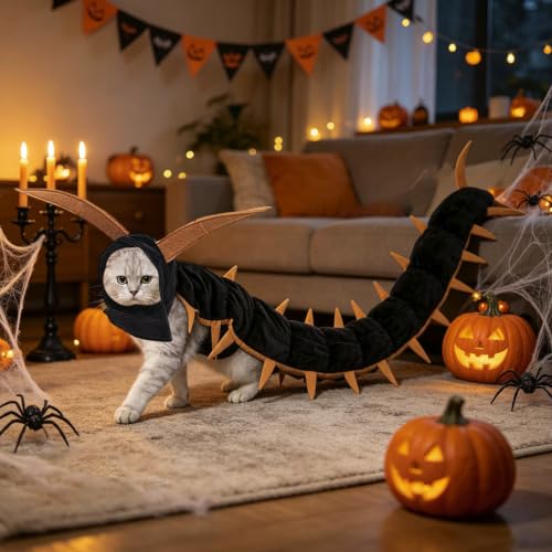 Centipede Cat Costume, 50'' Halloween Pet Costume for Cats Dogs,Brown - image 1