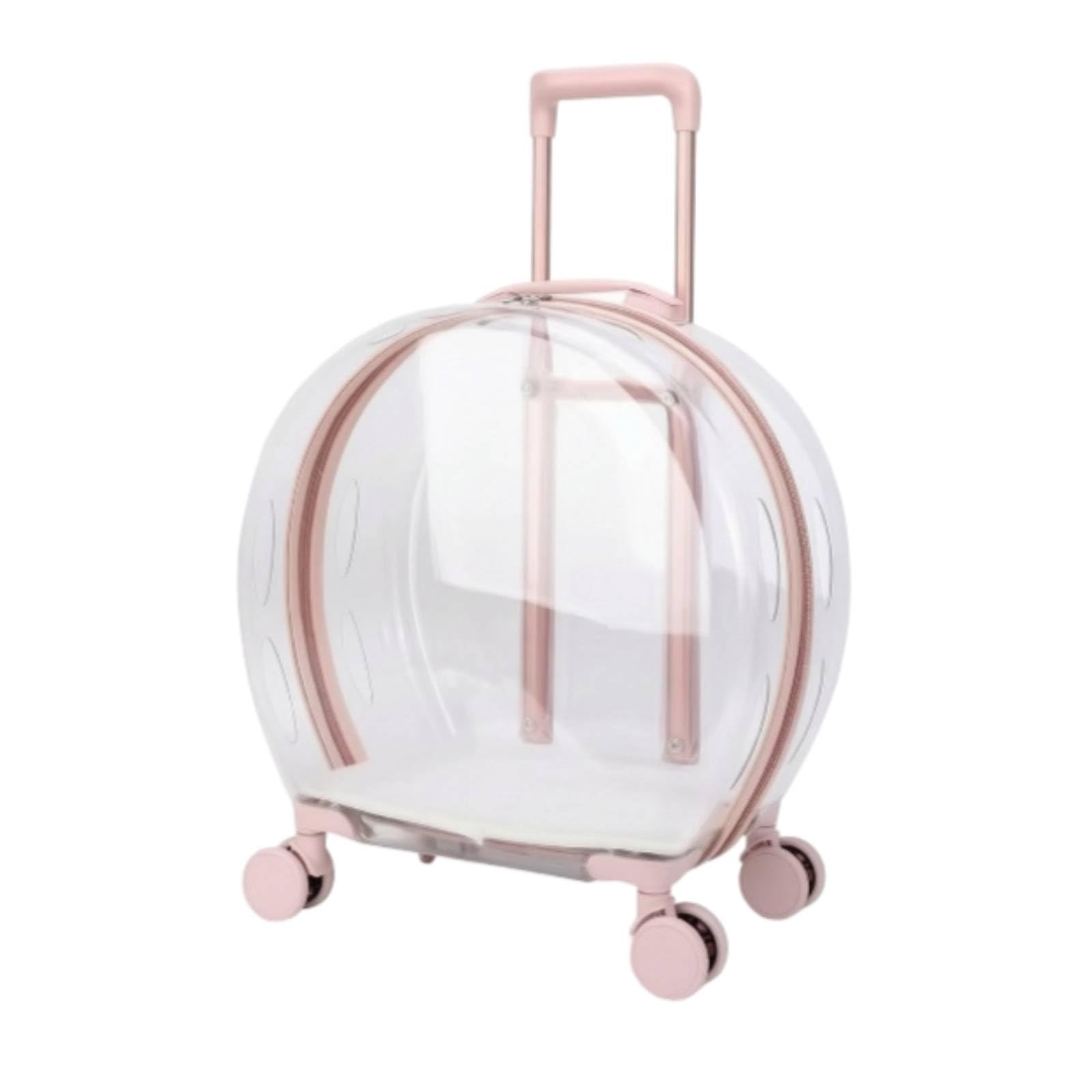 Transportín con Ruedas Rígido Transportín Ligero para Gatos, Rosa, Liso