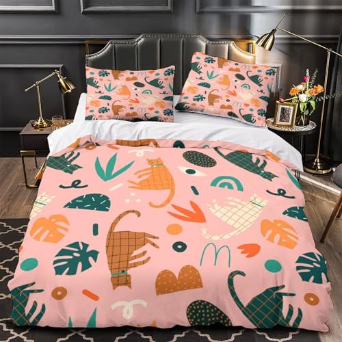 Housse de couette chat 3D 200x200 cm avec parure de lit microfibre - 2