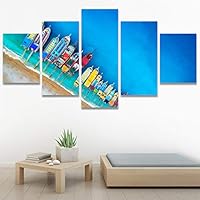 SIGNWIN 5 Panel Canvas Wall Art Modern Art Aerial Expressive Global Landscape Mountain Multicolor Photography for Home Decorations Ready to Hang - 60