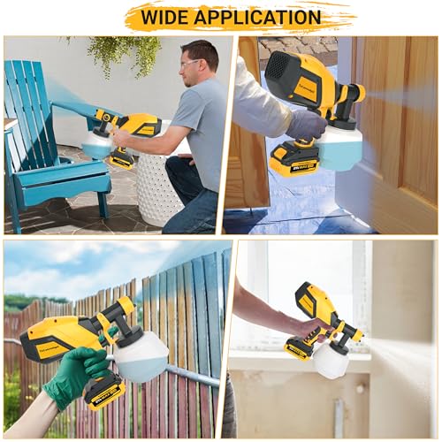 Cordless Paint Sprayer with 2×4.0Ah Batteries 21V, 1200ML High-Power Container with 5 Nozzles & 3 Patterns, Adjustable Spray Width, Sprayers for House and Furniture Painting Fence Wall - Image 6
