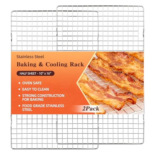 2PCS Cooling Racks for Cooking and Baking 16 inch x 10 inch Stainless Steel Cooling Rack Wire Baking Racks for Cooking Grilling,Cookie Oven Rack,Dishwasher Safe Kitchen Supplies,Fits Half Sheet Pan-Silver 2PCS Cooling Racks for Cooking and Baking 16 inch x 10 inch Stainless Steel Cooling Rack Wire Baking Racks for Cooking Grilling,Cookie Oven Rack,Dishwasher Safe Kitchen Supplies,Fits Half Sheet Pan-Silver