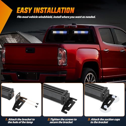 Image of Nilight 144 LED Strobe Traffic Advisor Light Bar Blue White with Controller 2 in 1 Automotive Emergency Warning Flashing Police Windshield Lights Bars for Cars Tow Plow Trucks Construction Vehicles | 2 in 1 Automotive Emergency Warning Flashing Police Windshield Lights Bars for Cars Tow Plow Trucks Construction Vehicles