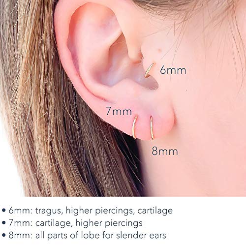 8Mm Tiny 20G Surgical Steel Black Gold Silver Sleeper Earrings Cartilage Hypoallergenic Small Hoop Earrings For Girls Women Men #TOP1