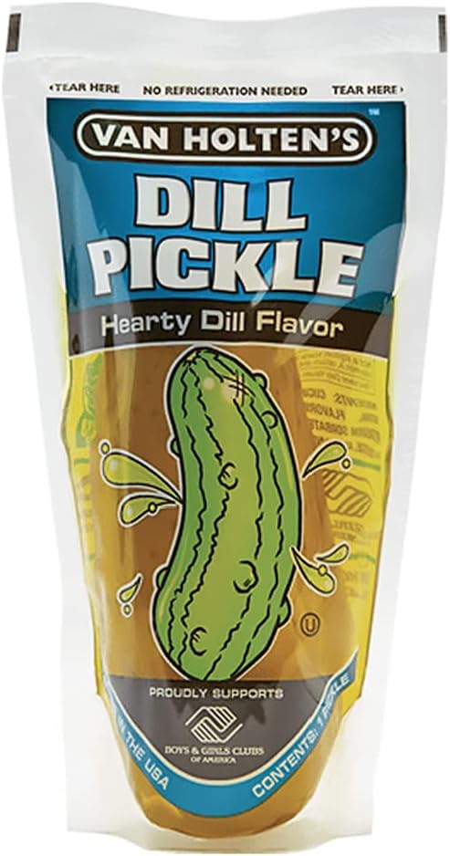 Van Holtens Jumbo Pickle in A Pouch - Hearty Dill Flavour - American Pickles - Fat Free - Gluten Free