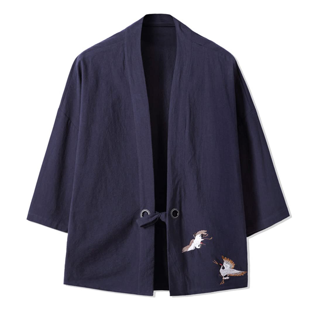Haft żuraw Haori kimono Harajuku japoński styl plus size męski kostium yukata azjatyckie ubrania kardigan damska kurtka winna czerwona 4XL 86 do 91 kg