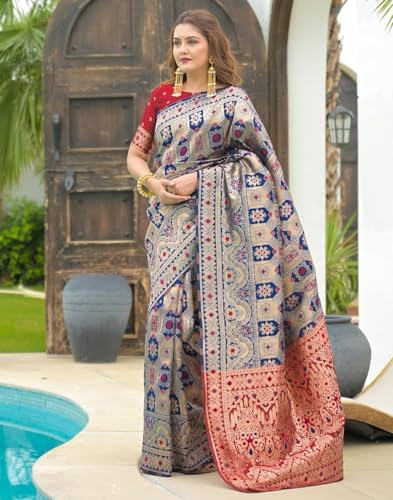 Image of Yashika Women's Banarasi Kanjivaram Silk Woven Saree | Animal Printed Patola Silk Saree for Women