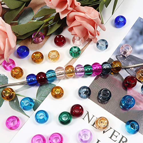 TOAOB 50pcs 10 Colors Glass European Beads Big Hole Beads Murano Charms 14.5x10mm for DIY Craft Jewelry Making - Image 4